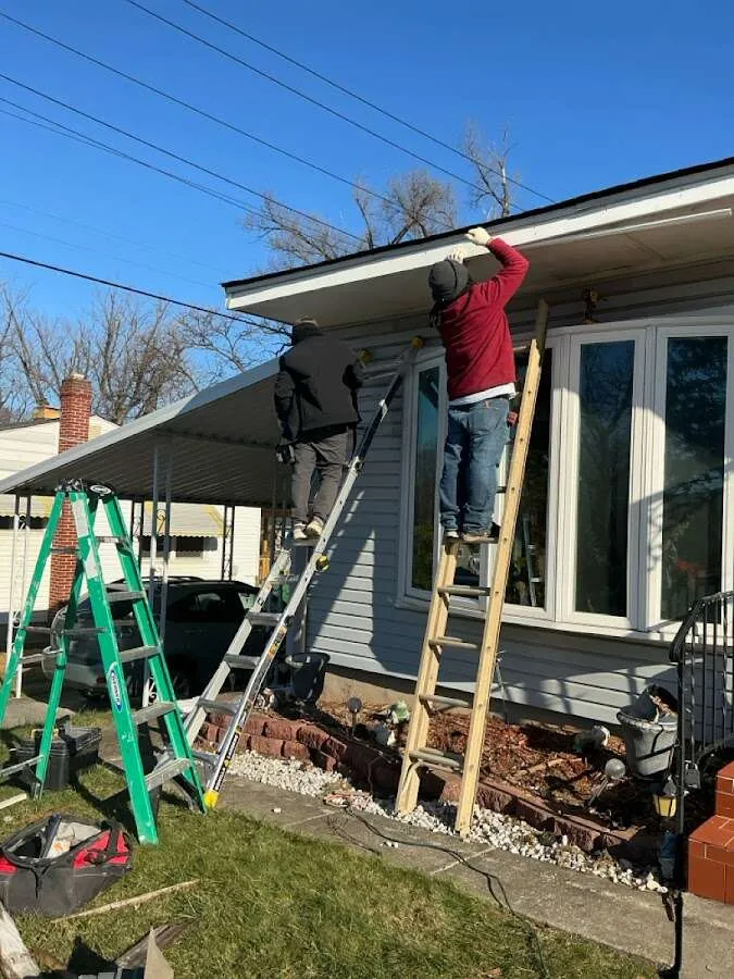 Restoration crew performing exterior repair in Ashton-Sandy Spring